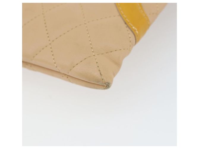 CHANEL Borsa a Spalla Matelassé Linea Cambon Pelle Beige Argento CC Auth 163611A - vista 15