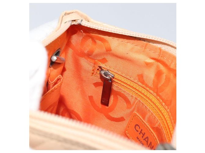 CHANEL Borsa a Spalla Matelassé Linea Cambon Pelle Beige Argento CC Auth 163611A - vista 20