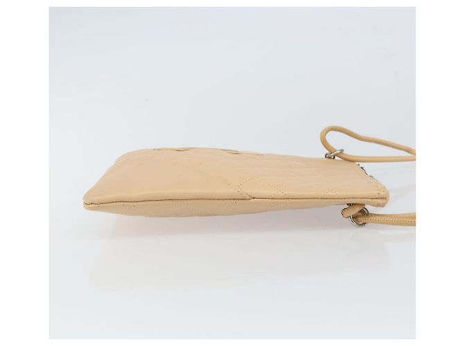 CHANEL Borsa a Spalla Matelassé Linea Cambon Pelle Beige Argento CC Auth 163611A - vista 3