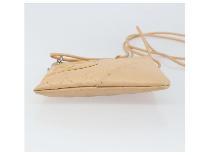 CHANEL Borsa a Spalla Matelassé Linea Cambon Pelle Beige Argento CC Auth 163611A - vista 5