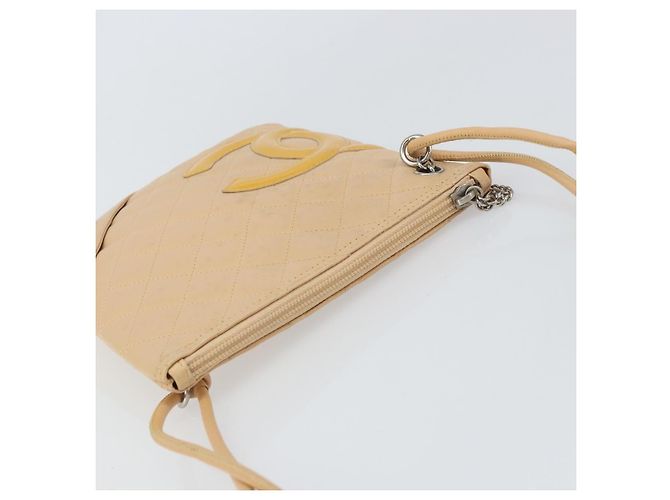 CHANEL Borsa a Spalla Matelassé Linea Cambon Pelle Beige Argento CC Auth 163611A - vista 6