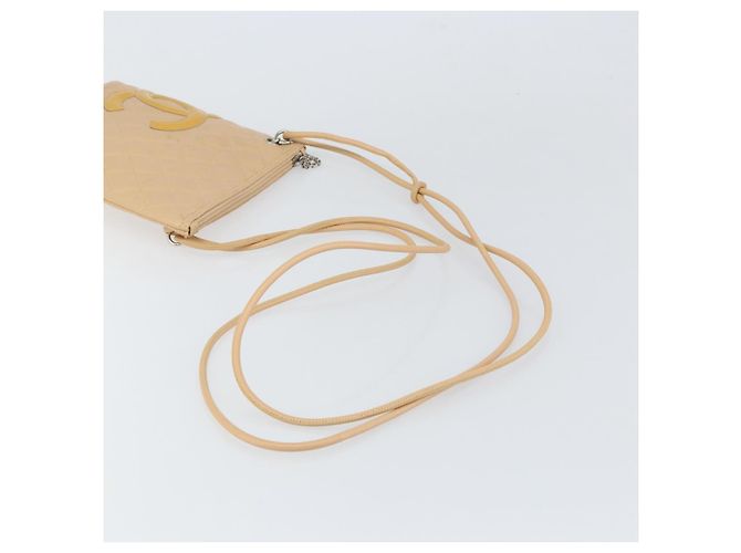 CHANEL Borsa a Spalla Matelassé Linea Cambon Pelle Beige Argento CC Auth 163611A - vista 7