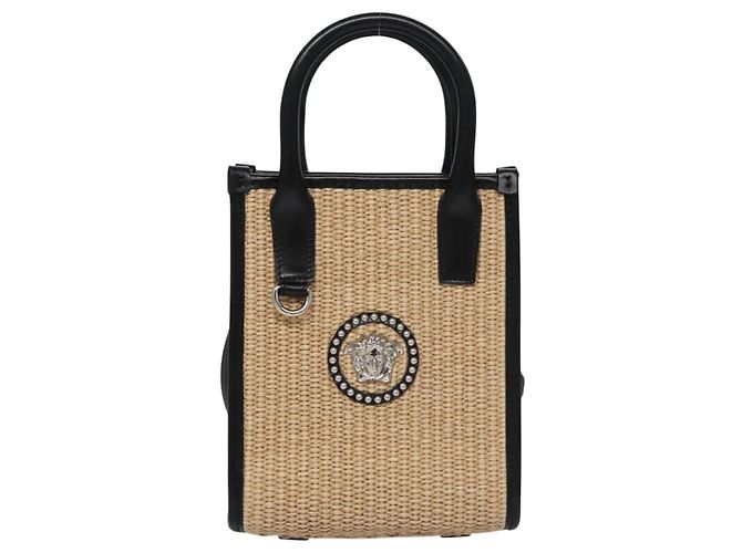 Borsa a Mano VERSACE Raffia 2way Beige Auth EC393V - vista 13