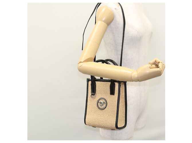 Borsa a Mano VERSACE Raffia 2way Beige Auth EC393V - vista 23