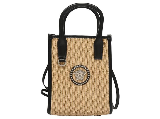 Borsa a Mano VERSACE Raffia 2way Beige Auth EC391V - vista 13