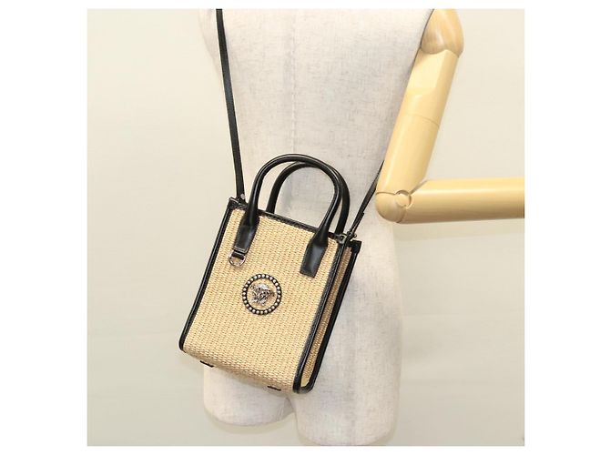 Borsa a Mano VERSACE Raffia 2way Beige Auth EC391V - vista 21