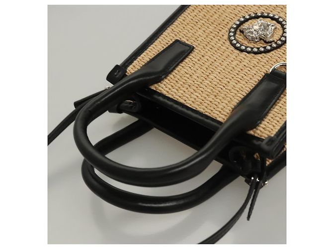 Borsa a Mano VERSACE Raffia 2way Beige Auth EC391V - vista 6