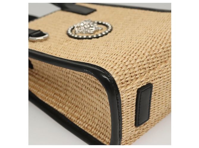 Borsa a Mano VERSACE Raffia 2way Beige Auth EC391V - vista 9