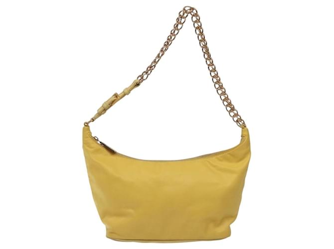 PRADA Borsa a Spalla con Catena Nylon Giallo Oro Auth 117900A D'oro - vista 13