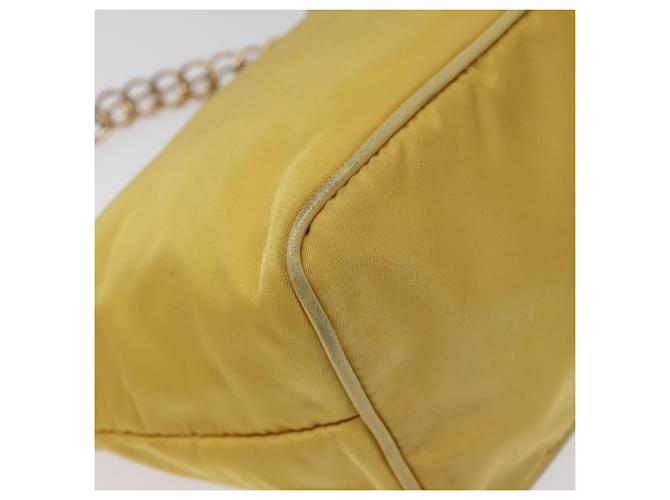 PRADA Borsa a Spalla con Catena Nylon Giallo Oro Auth 117900A D'oro - vista 17