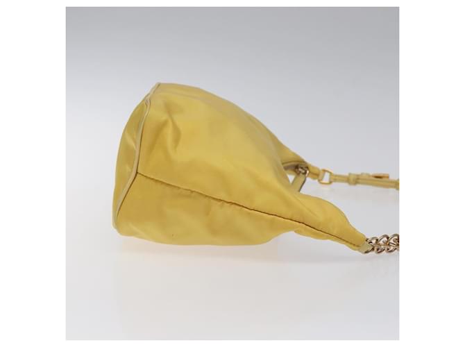PRADA Borsa a Spalla con Catena Nylon Giallo Oro Auth 117900A D'oro - vista 3