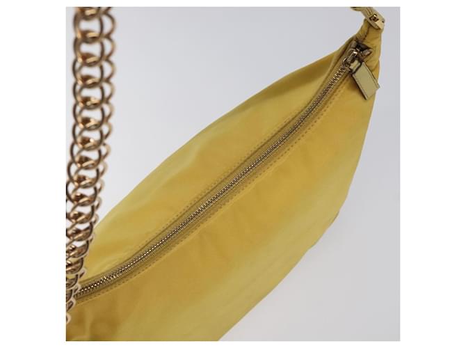 PRADA Borsa a Spalla con Catena Nylon Giallo Oro Auth 117900A D'oro - vista 6