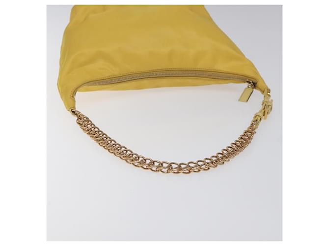 PRADA Borsa a Spalla con Catena Nylon Giallo Oro Auth 117900A D'oro - vista 7