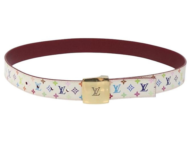 LOUIS VUITTON Multicolor Care Gürtel 37,8"" Weiß M9682 LV Auth 118241A - Ansicht 2
