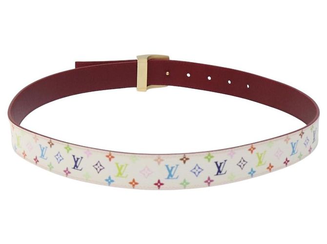 LOUIS VUITTON Multicolor Care Gürtel 37,8"" Weiß M9682 LV Auth 118241A - Ansicht 3
