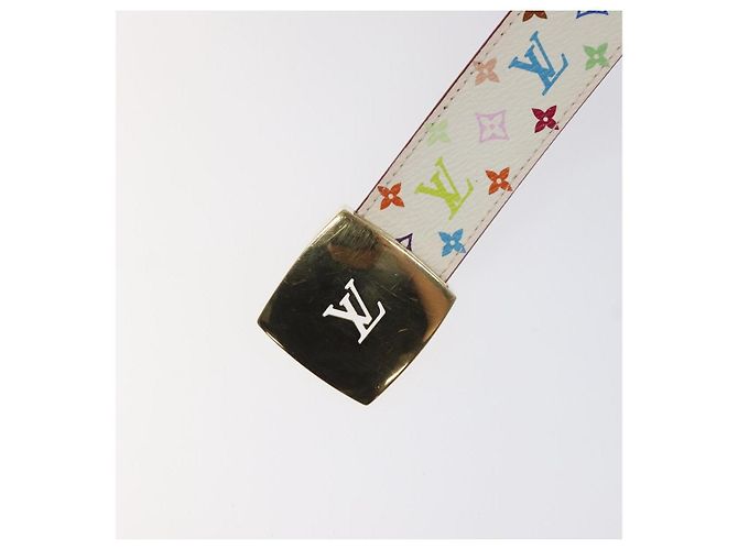 LOUIS VUITTON Multicolor Care Gürtel 37,8"" Weiß M9682 LV Auth 118241A - Ansicht 8
