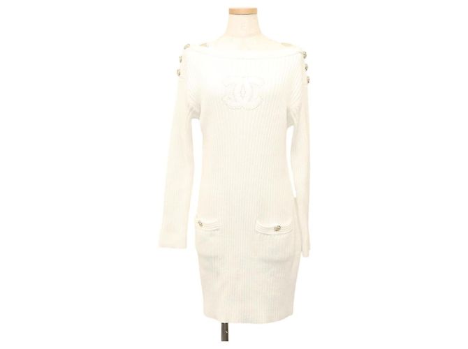 CHANEL Macacão de Malha Branco CC Auth BA1351M - vista 2