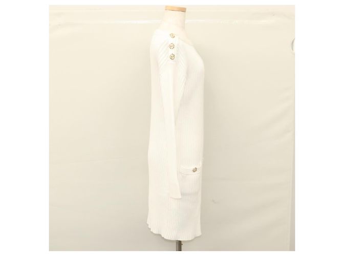 CHANEL Macacão de Malha Branco CC Auth BA1351M - vista 4