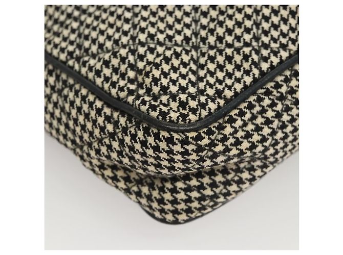 CHANEL Borsa a Spalla Matelassé con Catena Tela Bianca Nera CC Auth 120186V Nero Bianco - vista 15