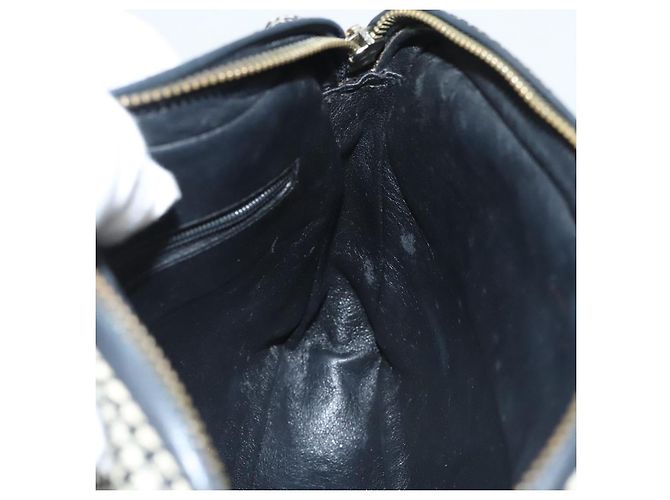 CHANEL Borsa a Spalla Matelassé con Catena Tela Bianca Nera CC Auth 120186V Nero Bianco - vista 19