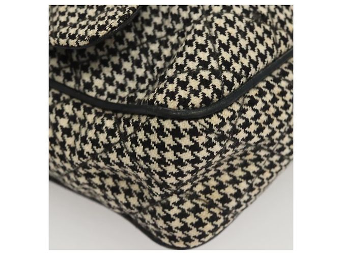 CHANEL Borsa a Spalla Matelassé con Catena Tela Bianca Nera CC Auth 120186V Nero Bianco - vista 9