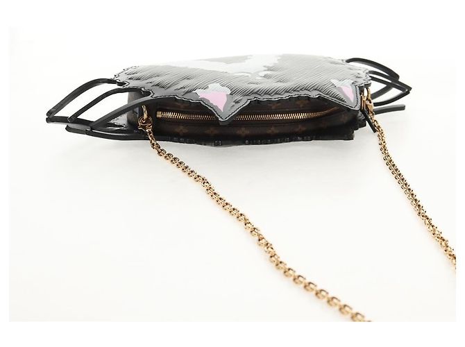 LOUIS VUITTON Pochette a spalla Cat Face in Epi grigio LV Auth 143170SAM Marrone - vista 6