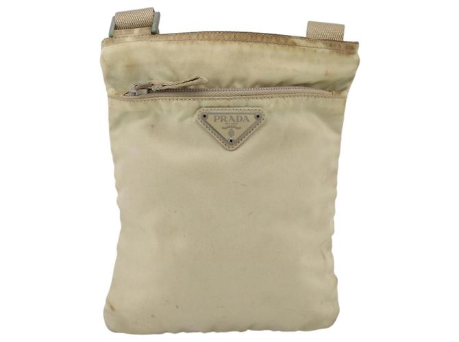 Borsa a Spalla PRADA Nylon Beige Argento Autentica LNZ604 - Ansicht 13