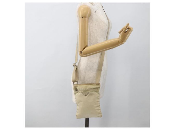 Borsa a Spalla PRADA Nylon Beige Argento Autentica LNZ604 - Ansicht 23