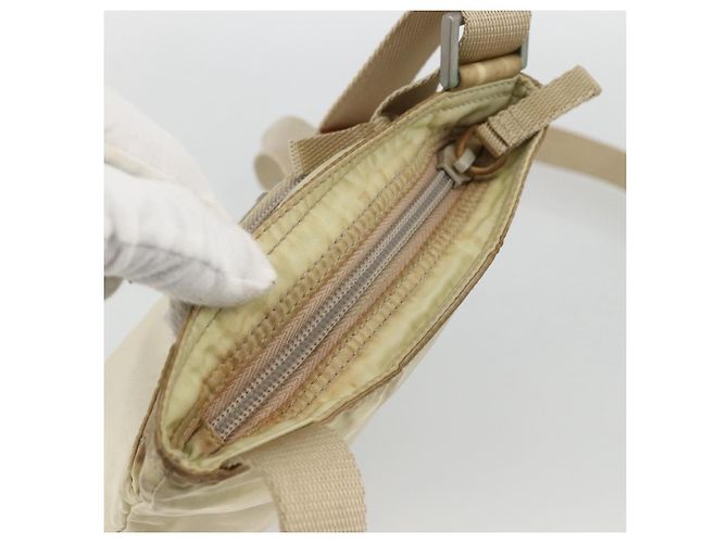 Borsa a Spalla PRADA Nylon Beige Argento Autentica LNZ604 - Ansicht 6