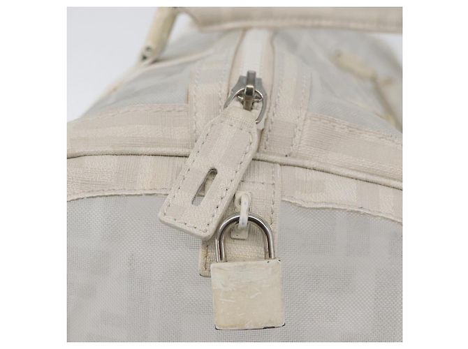 FENDI Zucca Canvas Boston Tasche Weiß Silber Auth SW2152V - Ansicht 17