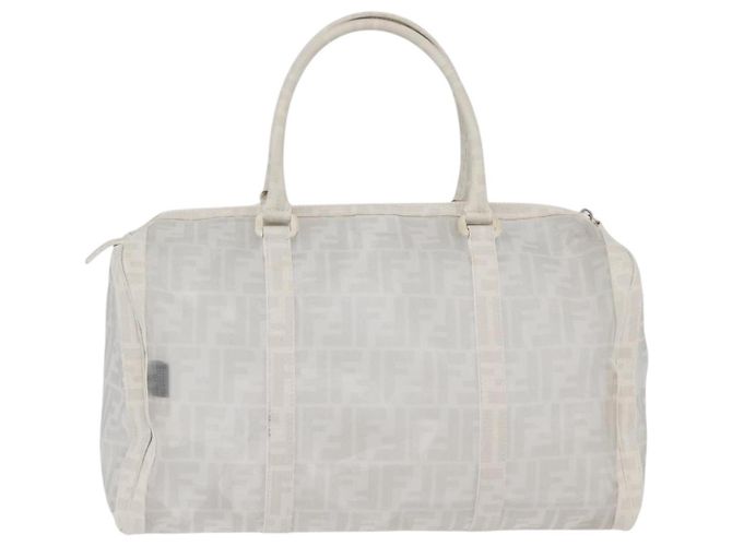 FENDI Zucca Canvas Boston Tasche Weiß Silber Auth SW2152V - Ansicht 2