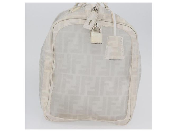 FENDI Zucca Canvas Boston Tasche Weiß Silber Auth SW2152V - Ansicht 4