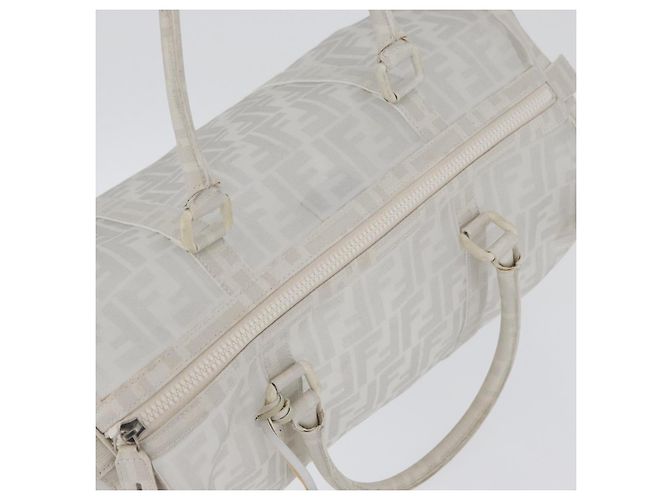 FENDI Zucca Canvas Boston Tasche Weiß Silber Auth SW2152V - Ansicht 6