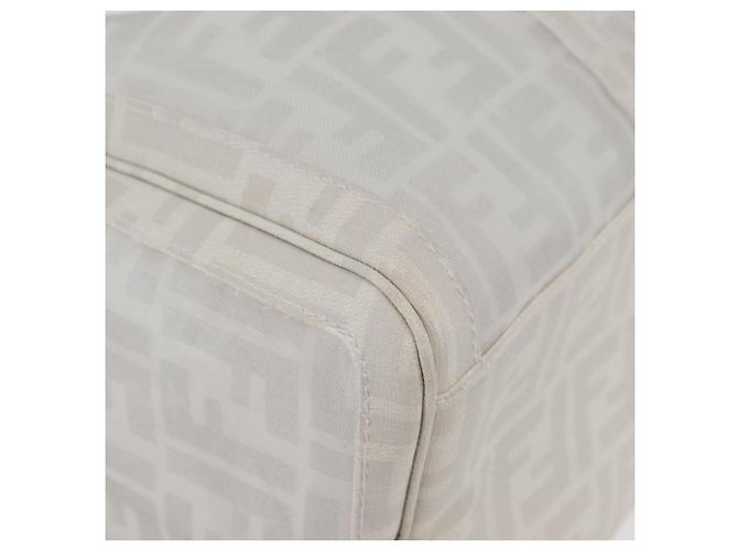 FENDI Zucca Canvas Boston Tasche Weiß Silber Auth SW2152V - Ansicht 9