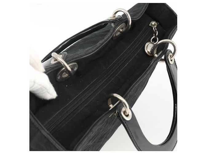 Christian Dior Borsa Tote Canage in Nylon Nero Argento Auth ARZ602 - vista 6