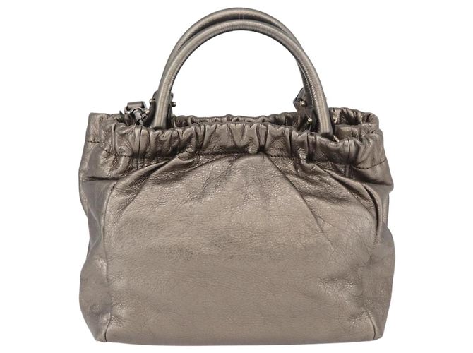 Borsa a mano in pelle Salvatore Ferragamo Vala 2way Argento Auth am10956 - vista 2