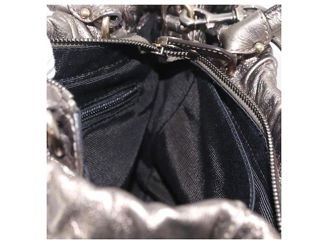 Borsa a mano in pelle Salvatore Ferragamo Vala 2way Argento Auth am10956 - vista 22