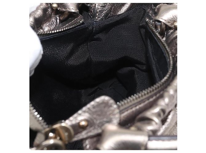 Borsa a mano in pelle Salvatore Ferragamo Vala 2way Argento Auth am10956 - vista 23