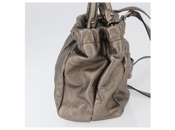 Borsa a mano in pelle Salvatore Ferragamo Vala 2way Argento Auth am10956 - vista 4