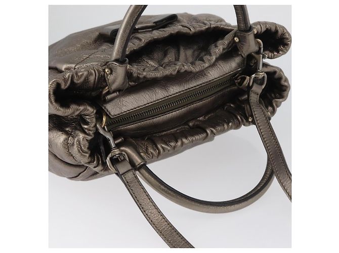 Borsa a mano in pelle Salvatore Ferragamo Vala 2way Argento Auth am10956 - vista 6