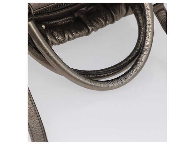 Borsa a mano in pelle Salvatore Ferragamo Vala 2way Argento Auth am10956 - vista 7