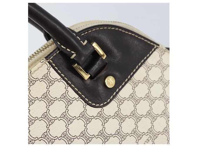 Céline CELINE Macadam Canvas Handtasche aus PVC-Leder in Weiß und Gold Auth LNZ710 Golden - Ansicht 10