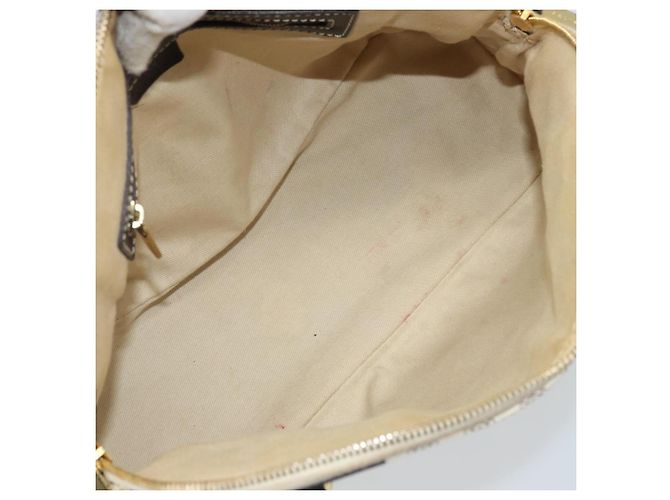 Céline CELINE Macadam Canvas Handtasche aus PVC-Leder in Weiß und Gold Auth LNZ710 Golden - Ansicht 11