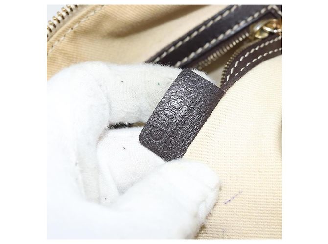 Céline CELINE Macadam Canvas Handtasche aus PVC-Leder in Weiß und Gold Auth LNZ710 Golden - Ansicht 12
