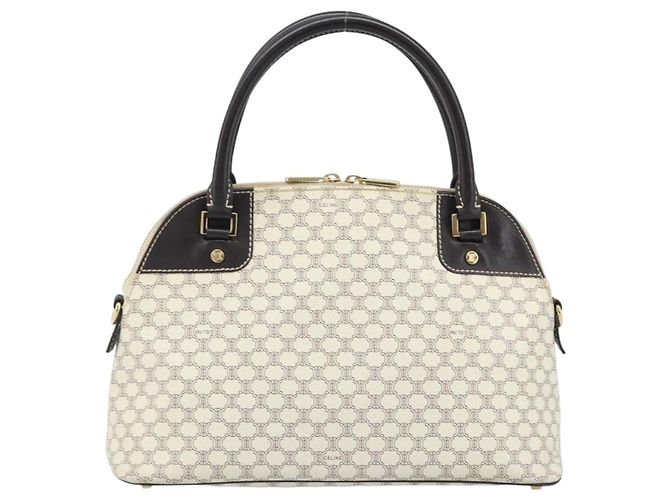 Céline CELINE Macadam Canvas Handtasche aus PVC-Leder in Weiß und Gold Auth LNZ710 Golden - Ansicht 13