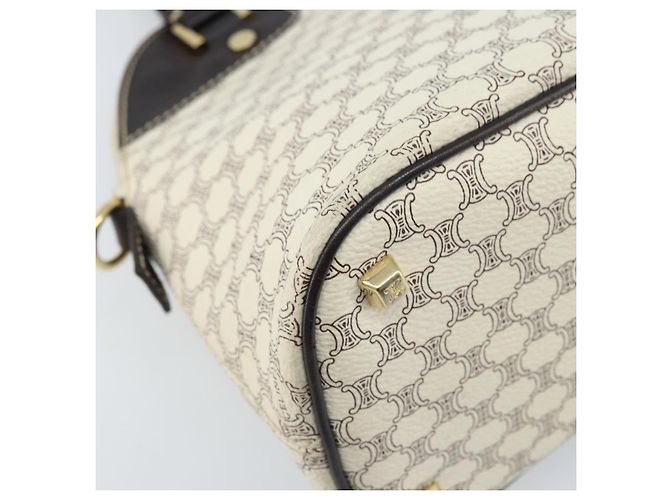 Céline CELINE Macadam Canvas Handtasche aus PVC-Leder in Weiß und Gold Auth LNZ710 Golden - Ansicht 14