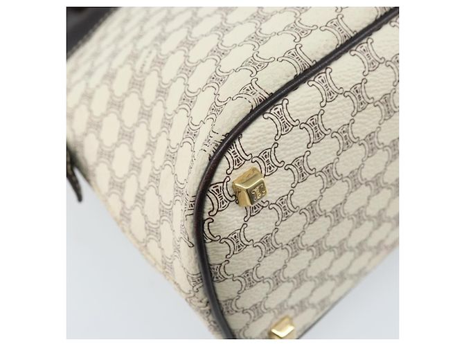 Céline CELINE Macadam Canvas Handtasche aus PVC-Leder in Weiß und Gold Auth LNZ710 Golden - Ansicht 16