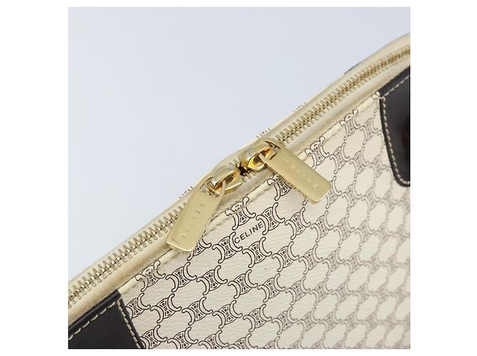 Céline CELINE Macadam Canvas Handtasche aus PVC-Leder in Weiß und Gold Auth LNZ710 Golden - Ansicht 17