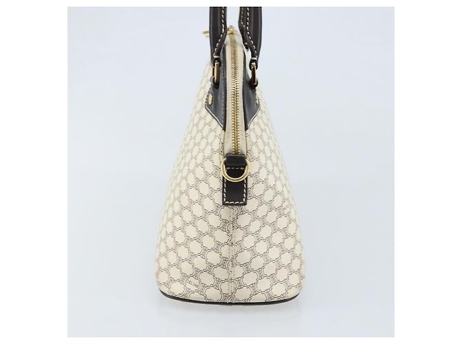 Céline CELINE Macadam Canvas Handtasche aus PVC-Leder in Weiß und Gold Auth LNZ710 Golden - Ansicht 3