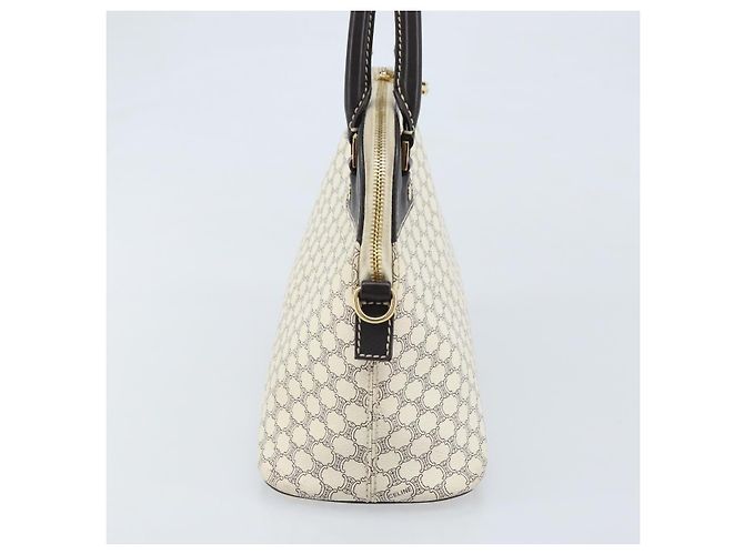 Céline CELINE Macadam Canvas Handtasche aus PVC-Leder in Weiß und Gold Auth LNZ710 Golden - Ansicht 4